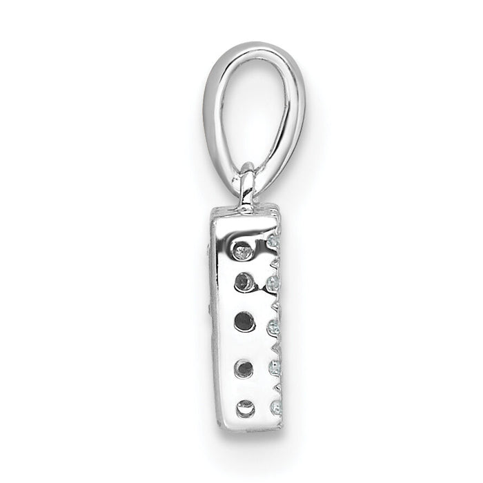 14K  White Gold Diamond Letter R Initial with Bail Pendant-PM9797R-008-WA