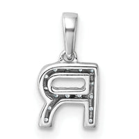 14K  White Gold Diamond Letter R Initial with Bail Pendant-PM9797R-008-WA