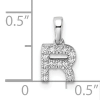 14K  White Gold Diamond Letter R Initial with Bail Pendant-PM9797R-008-WA