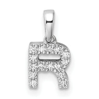 14K  White Gold Diamond Letter R Initial with Bail Pendant-PM9797R-008-WA