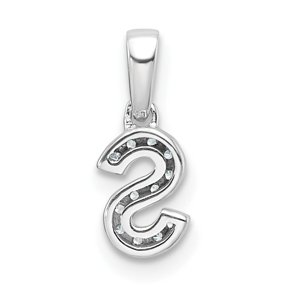 14K  White Gold Diamond Letter S Initial with Bail Pendant-PM9797S-006-WA