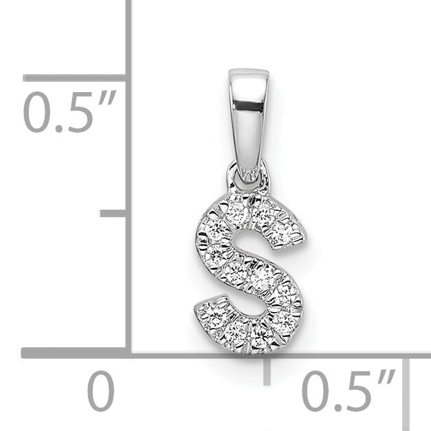 14K  White Gold Diamond Letter S Initial with Bail Pendant-PM9797S-006-WA