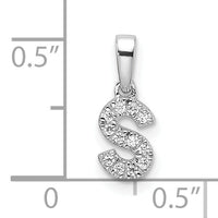 14K  White Gold Diamond Letter S Initial with Bail Pendant-PM9797S-006-WA