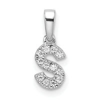 14K  White Gold Diamond Letter S Initial with Bail Pendant-PM9797S-006-WA