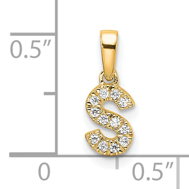 14K  Diamond Letter S Initial with Bail Pendant-PM9797S-006-YA