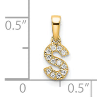 14K  Diamond Letter S Initial with Bail Pendant-PM9797S-006-YA