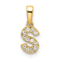 14K  Diamond Letter S Initial with Bail Pendant-PM9797S-006-YA