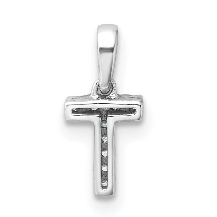 14K  White Gold Diamond Letter T Initial with Bail Pendant-PM9797T-004-WA