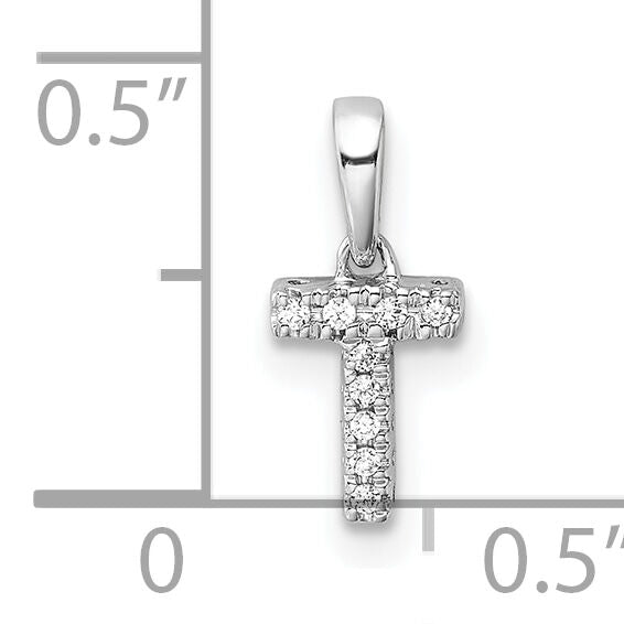 14K  White Gold Diamond Letter T Initial with Bail Pendant-PM9797T-004-WA