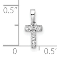 14K  White Gold Diamond Letter T Initial with Bail Pendant-PM9797T-004-WA