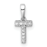 14K  White Gold Diamond Letter T Initial with Bail Pendant-PM9797T-004-WA
