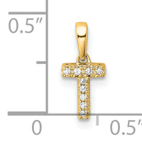 14K  Diamond Letter T Initial with Bail Pendant-PM9797T-004-YA