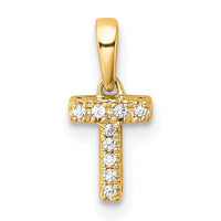 14K  Diamond Letter T Initial with Bail Pendant-PM9797T-004-YA