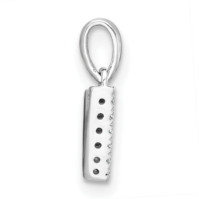 14K  White Gold Diamond Letter V Initial with Bail Pendant-PM9797V-004-WA