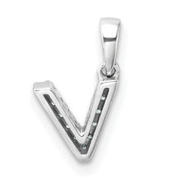 14K  White Gold Diamond Letter V Initial with Bail Pendant-PM9797V-004-WA