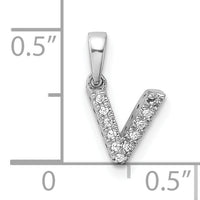14K  White Gold Diamond Letter V Initial with Bail Pendant-PM9797V-004-WA