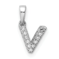 14K  White Gold Diamond Letter V Initial with Bail Pendant-PM9797V-004-WA