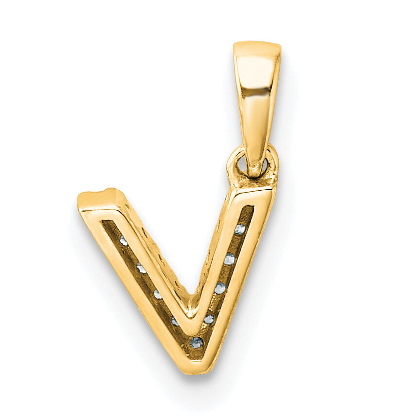 14K  Diamond Letter V Initial with Bail Pendant-PM9797V-004-YA