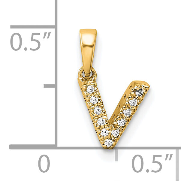 14K  Diamond Letter V Initial with Bail Pendant-PM9797V-004-YA