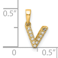 14K  Diamond Letter V Initial with Bail Pendant-PM9797V-004-YA