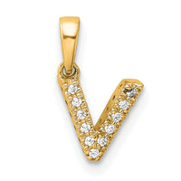 14K  Diamond Letter V Initial with Bail Pendant-PM9797V-004-YA