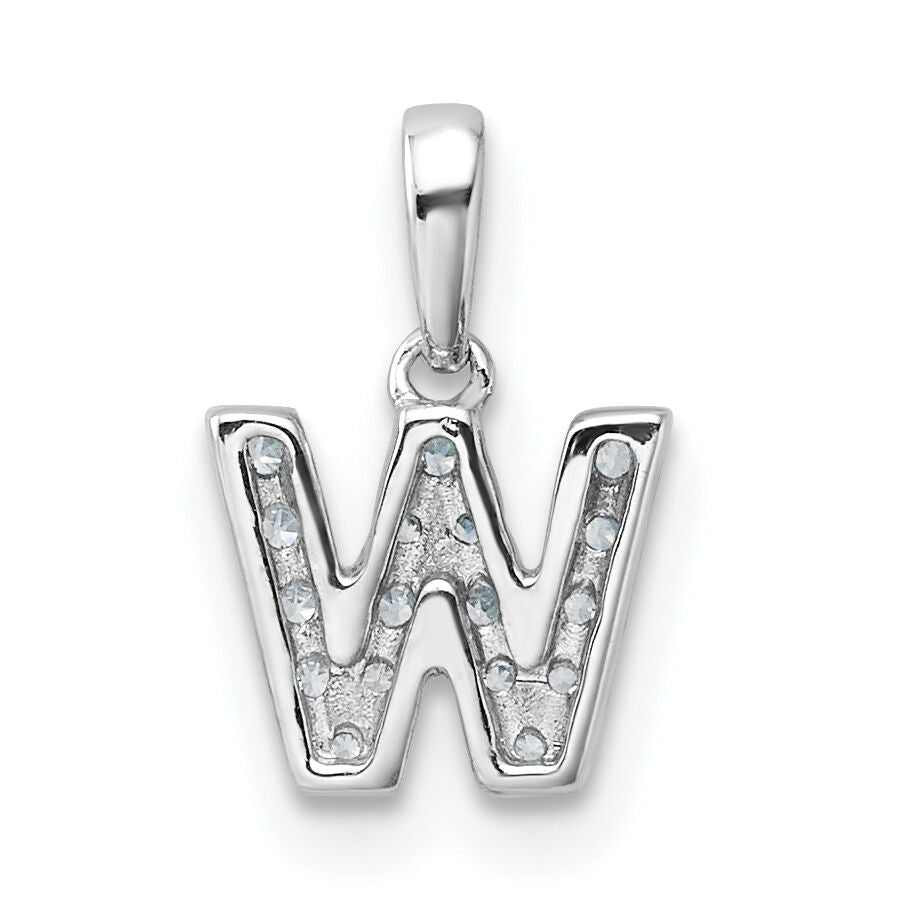 14K  White Gold Diamond Letter W Initial with Bail Pendant-PM9797W-011-WA