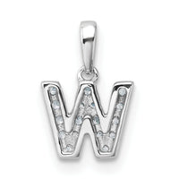 14K  White Gold Diamond Letter W Initial with Bail Pendant-PM9797W-011-WA