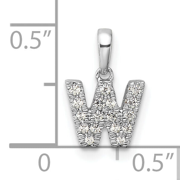 14K  White Gold Diamond Letter W Initial with Bail Pendant-PM9797W-011-WA
