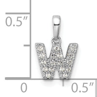 14K  White Gold Diamond Letter W Initial with Bail Pendant-PM9797W-011-WA