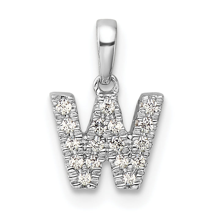 14K  White Gold Diamond Letter W Initial with Bail Pendant-PM9797W-011-WA