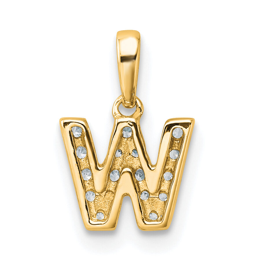 14K  Diamond Letter W Initial with Bail Pendant-PM9797W-011-YA