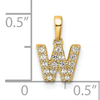 14K  Diamond Letter W Initial with Bail Pendant-PM9797W-011-YA