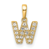 14K  Diamond Letter W Initial with Bail Pendant-PM9797W-011-YA