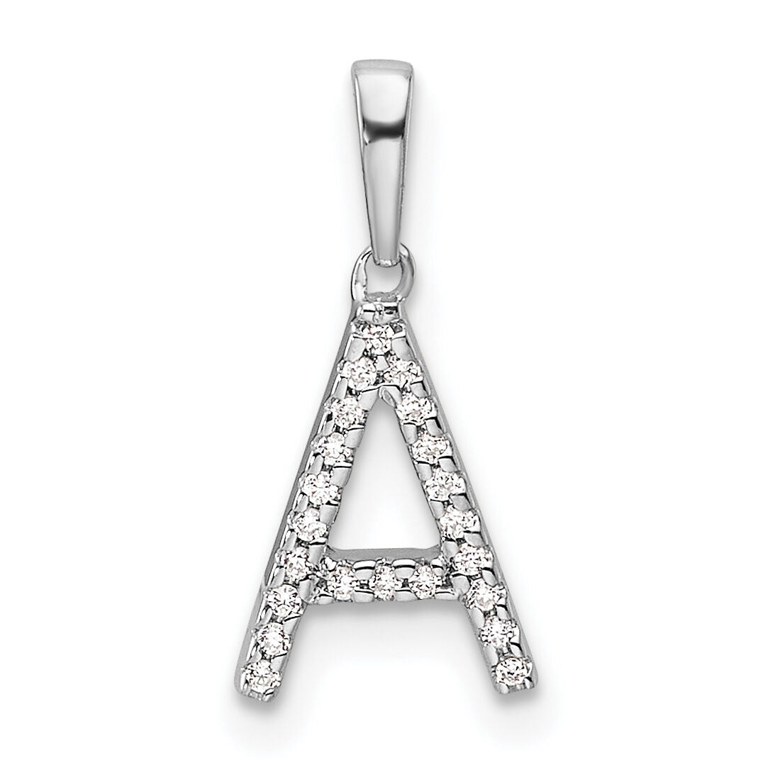 14K White Gold Diamond Letter A Initial Pendant-PM9798A-007-WA