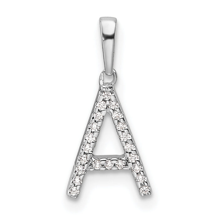 14K White Gold Diamond Letter A Initial Pendant-PM9798A-007-WA