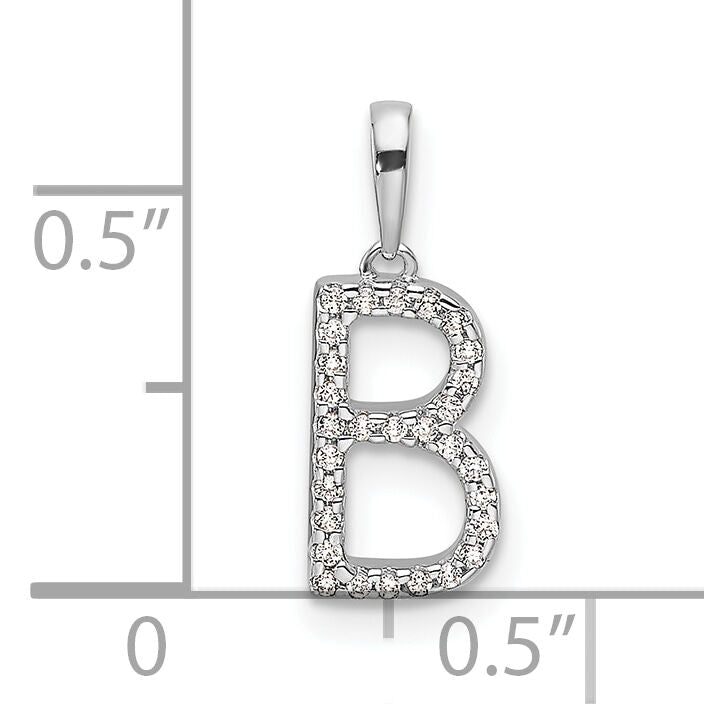 14K White Gold Diamond Letter B Initial Pendant-PM9798B-009-WA