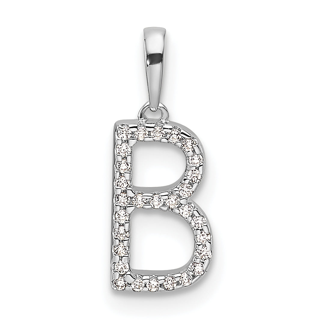 14K White Gold Diamond Letter B Initial Pendant-PM9798B-009-WA