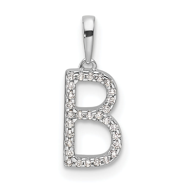 14K White Gold Diamond Letter B Initial Pendant-PM9798B-009-WA