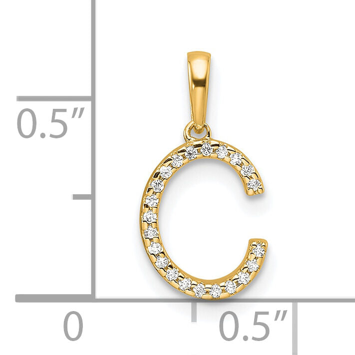 14K Diamond Letter C Initial Pendant-PM9798C-007-YA