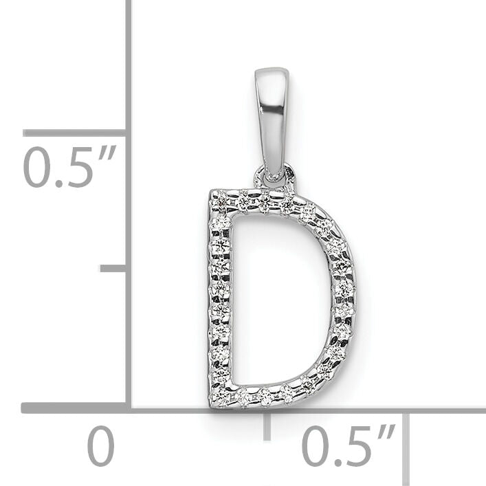 14K White Gold Diamond Letter D Initial Pendant-PM9798D-008-WA
