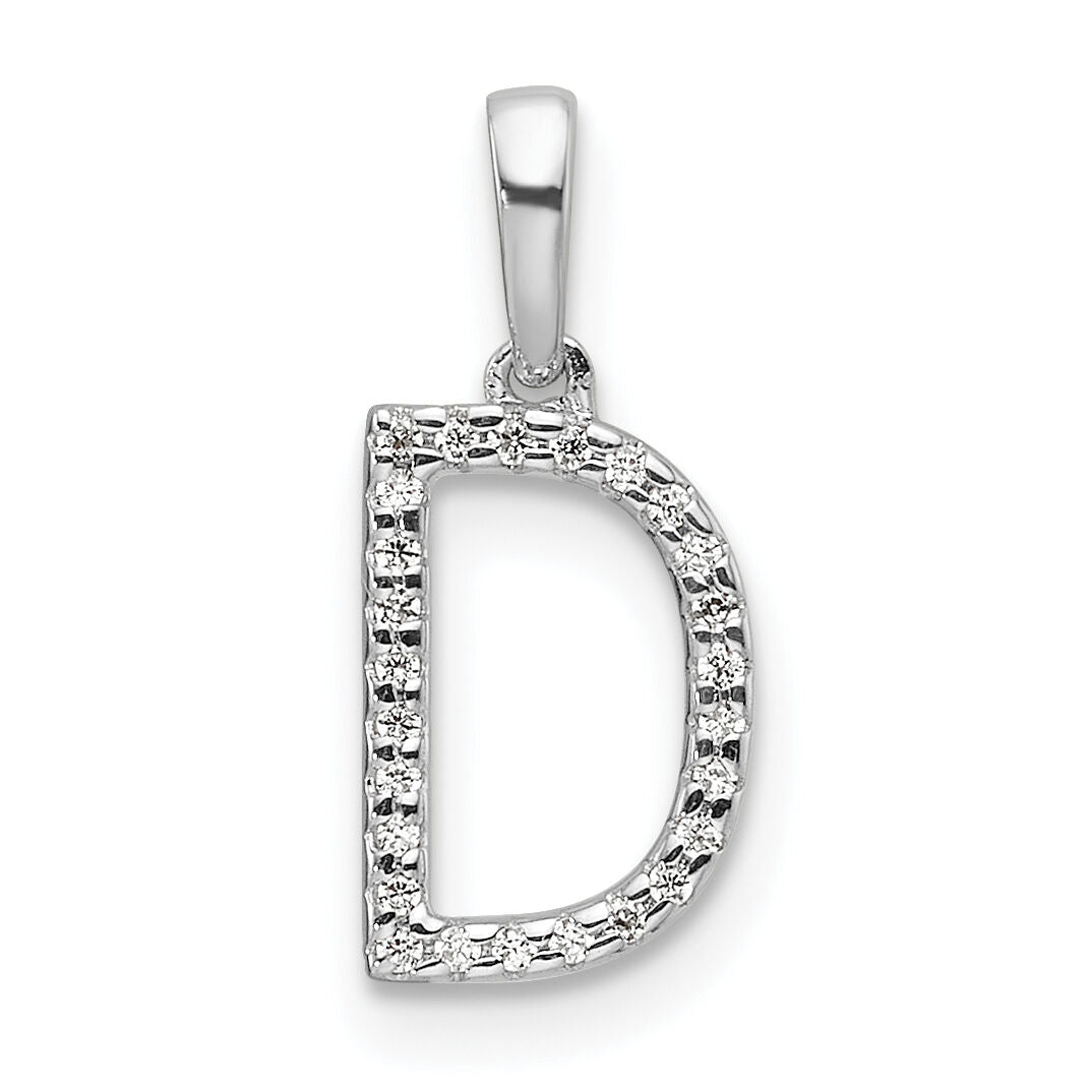 14K White Gold Diamond Letter D Initial Pendant-PM9798D-008-WA
