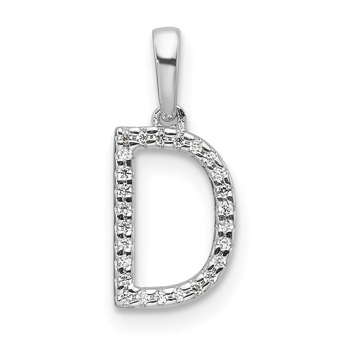 14K White Gold Diamond Letter D Initial Pendant-PM9798D-008-WA