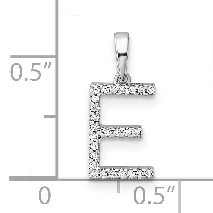 14K White Gold Diamond Letter E Initial Pendant-PM9798E-008-WA