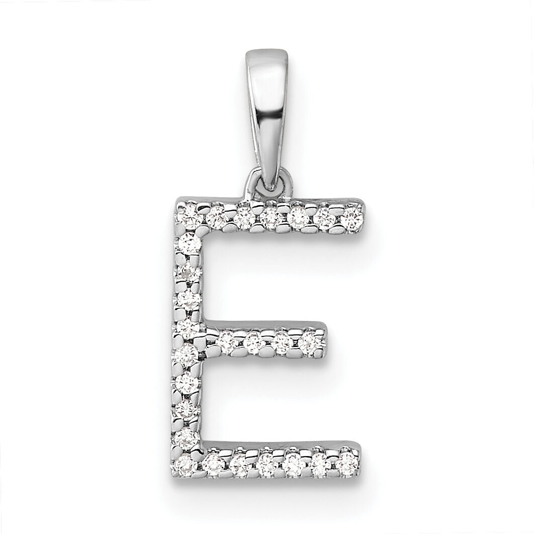 14K White Gold Diamond Letter E Initial Pendant-PM9798E-008-WA