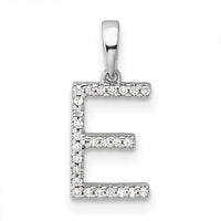 14K White Gold Diamond Letter E Initial Pendant-PM9798E-008-WA