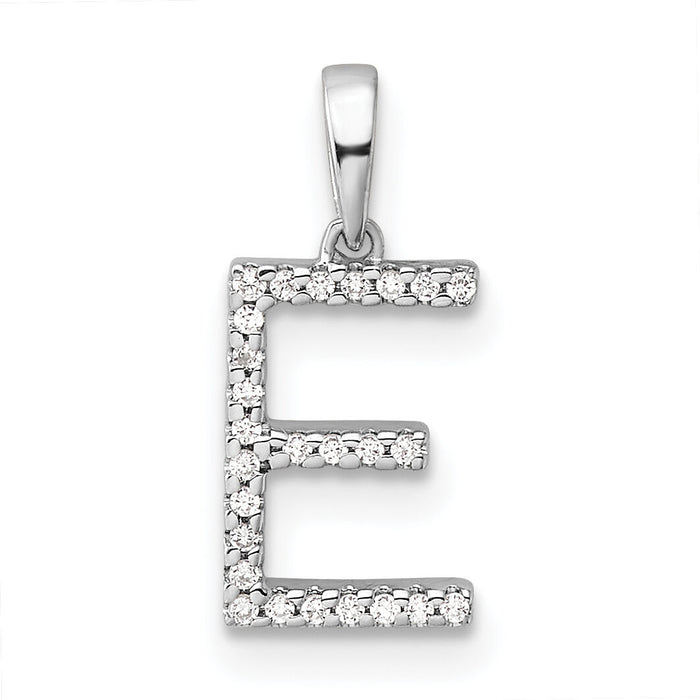 14K White Gold Diamond Letter E Initial Pendant-PM9798E-008-WA