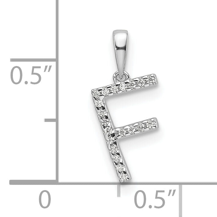 14K White Gold Diamond Letter F Initial Pendant-PM9798F-006-WA