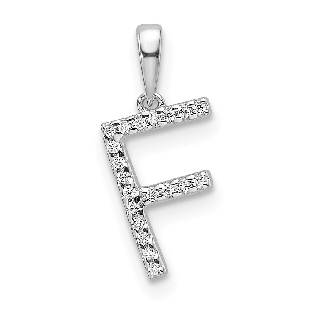 14K White Gold Diamond Letter F Initial Pendant-PM9798F-006-WA