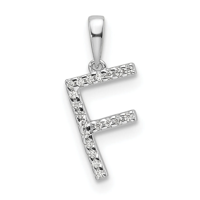14K White Gold Diamond Letter F Initial Pendant-PM9798F-006-WA