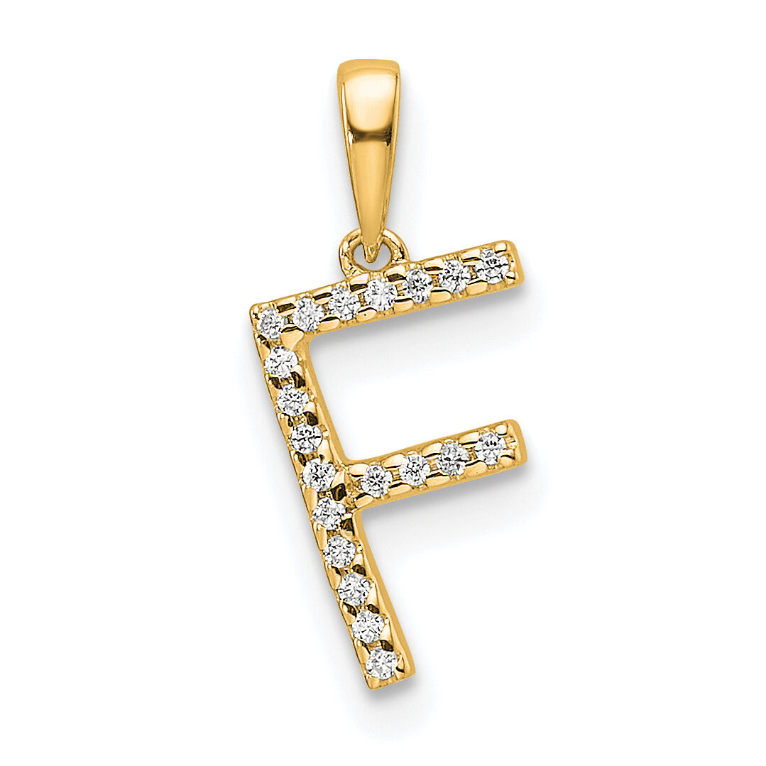 14K Diamond Letter F Initial Pendant-PM9798F-006-YA